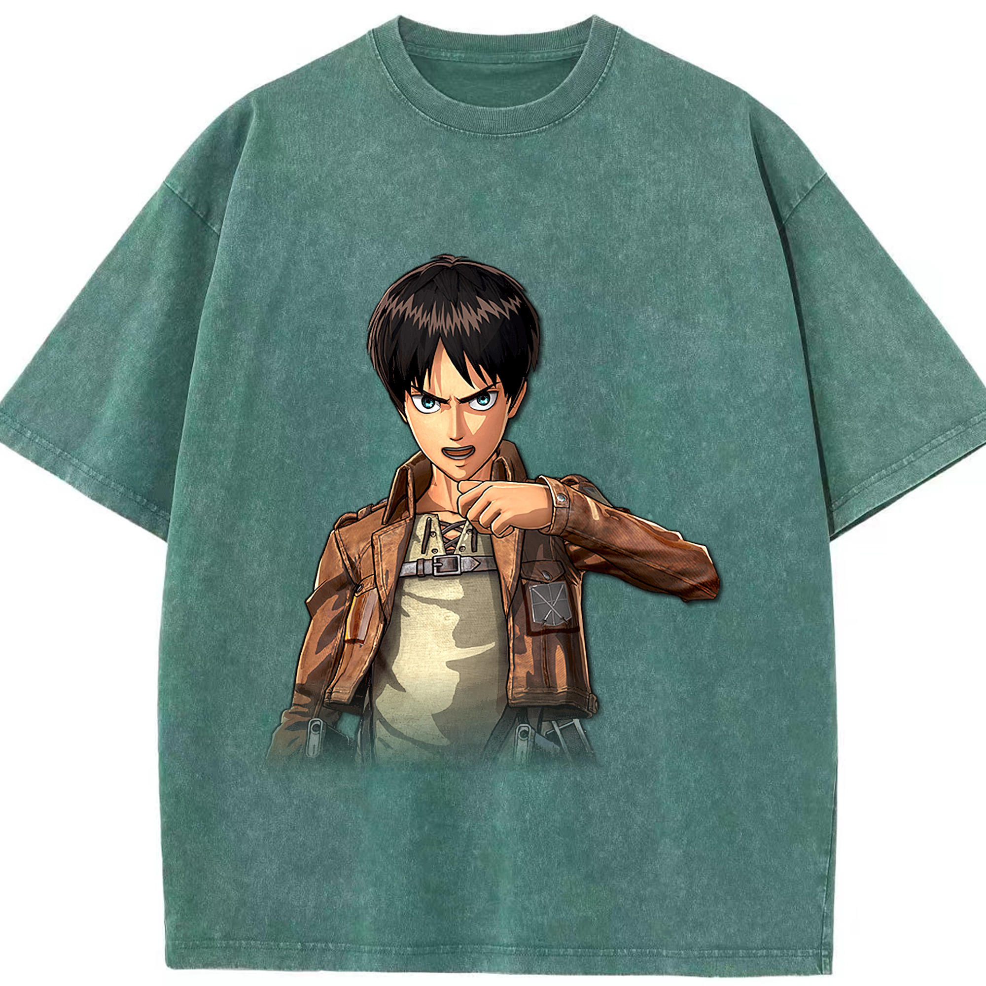 （画像用） 進撃の巨人 エレン･イェーガー Attack on Titan Eren Jäger 綿100% ヴィンテージ風 半袖Tシャツ（フロントプリント）